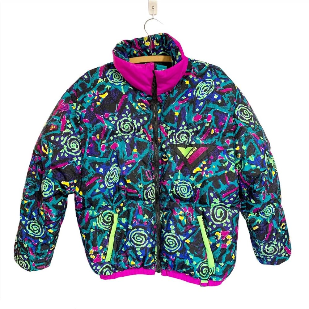 Obermeyer Kids Puffer Jacket - Teal, Purple, Pink, Neon Yellow Accents